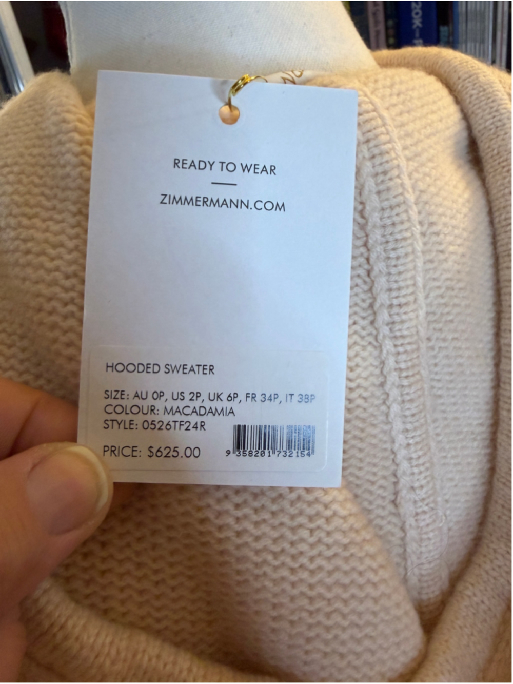 Zimmermann Macadamia Wool Cashmere Hooded Jumper Sweater NWT 0P $625 - Picture 9 of 12